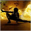 Matrix Reloaded : photo Andy Wachowski, Carrie-Anne Moss, Lana Wachowski