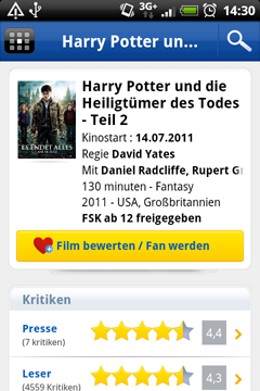 FILMSTARTS-App für Android : Filmseite